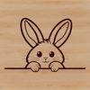 Cartoon Rabbit Peeking Out from Behind an Object A cartoon rabbit character with its head peeking out from behind a object.