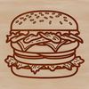 Tasty Burger Graphics A stylized illustration of a hamburger with toppings, suitable for digital design and cutting machine projects.