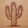 A stylized illustration of a cactus plant with bold lines and minimal details.