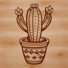 Beautiful Cactus Vector Art Design A detailed illustration of a prickly cactus plant with thick green stems and sharp spines.