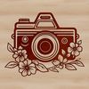 Camera icon designed as a vector graphic illustration for digital photography and technology themes.