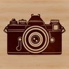 Camera Design Vector Graphic A digital camera with lenses and settings, representing photography technology.