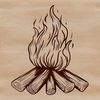 Blazing Outdoor Campfire Illustration A digital illustration of a campfire surrounded by flames, suitable for outdoor-themed designs.