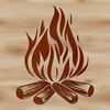 A vector illustration of flames rising from a camp fire in the great outdoors.