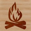A digital illustration of an open camp fire with flickering flames, suitable for outdoor-themed designs.