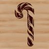 A striped candy cane illustration with a festive red and white design.