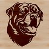 An SVG design featuring a detailed portrait of a Rottweiler dog.