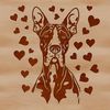 Great Dane Head Illustration with Love Hearts A detailed illustration of a Great Dane's head with heart accents.