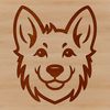 A simple line drawing of a German Shepherd dog's head, suitable for clip art use.