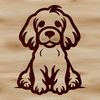 A Cocker Spaniel sitting on a background, illustrated as a vector graphic.