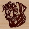 A detailed illustration of a Rottweiler's head, suitable for vector design and commercial or personal use.
