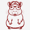 Rodent in Eyewear A rodent animal wearing glasses, depicted in vector format as a downloadable SVG image.