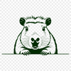 Wildlife SVG Illustration - Capybara Illustration of a capybara peeking out from behind foliage.