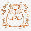 Capybara Clip Art with Heart Symbols A water-dwelling rodent with large teeth and webbed feet, set amidst heart symbols.