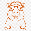 Capybara Cartoon with Glasses A digital illustration of a capybara wearing glasses.