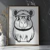 Rodent in Spectacles A South American rodent, the capybara, depicted wearing glasses in a digital vector format.