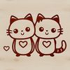 A cute cartoon cat sitting with love hearts surrounding it, suitable for personal or commercial use.
