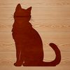 A simple digital illustration of a sitting cat in silhouette form.