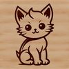 Vector Graphic Kitten Design A cartoon-style cat sitting on its haunches, depicted as a vector graphic design.
