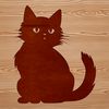A sitting domestic animal with feline features.