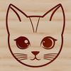 A simple line drawing of a cute cat's head, suitable for cutting or stenciling.