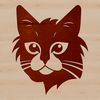 A stylized illustration of a cat's head, suitable for vector art design.