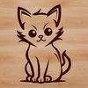 A simple illustration of a domestic cat sitting on its haunches, suitable for vector art and graphic design.