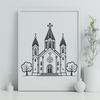 Beautiful Church Architecture SVG Illustration Catholic church architecture illustration in vector format