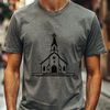 Classic Cathedral Illustration A vector illustration of a traditional Catholic church building with a prominent steeple.