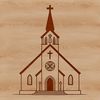 Sacred Place Vector Graphic Design A vector illustration of a traditional Catholic church with a distinctive architectural design.