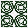 An ornate Celtic design consisting of interlocking geometric forms and embellishments.