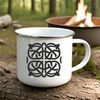 A stylized Celtic knot pattern featuring intricate embellishments.