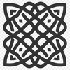 A traditional Celtic-inspired geometric pattern featuring intricate shapes and ornate embellishments.