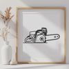 Chainsaw Graphic Design Vector A graphic illustration of a chainsaw with sharp teeth and handlebars.