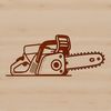 Chainsaw Silhouette Vector Graphic A high-resolution digital illustration of a chainsaw tool with moving parts.