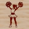 A young girl in a cheerleading uniform posing in a dynamic stance.