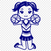 Cute Cheerleading Pose Illustration A young girl in a sports uniform with pom-poms, posing in a cheerleading stance.