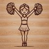 Cheerleader Clip Art SVG File A young girl in a cheerleading uniform, perfect for creating custom team logos or spirit graphics.
