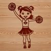 Cute Balance Beam Cheerleader SVG A young girl wearing a uniform with pom-poms standing on a balance beam.