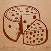 A vector graphic representation of a slice of cheese with clean lines and shapes.