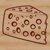 A vector illustration of a wedge-shaped piece of cheese.