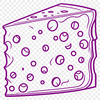 A detailed illustration of a wedge-shaped cheese with rounded edges and texture.