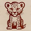 A whimsical illustration of a cheetah sitting in a relaxed pose.