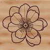 A detailed graphic representation of a single cherry blossom flower with intricately designed petals.