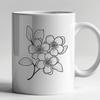 An ornate vector graphic representation of a sakura flower in mid-spring foliage.