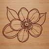 Vector Floral Design with Green Stem A stylized vector representation of a cherry blossom with delicate petals and green stem.