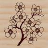 A colorful illustration of a blooming cherry blossom tree with delicate pink petals.