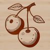 A simple vector illustration of a single cherry fruit on a white background.