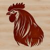 Chicken Head Vector Graphic Design A simple illustration of a chicken's head with feathers on its neck.