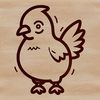 Adorable Farm Yard Chick Simple line drawing of a happy chicken standing on a farm yard.